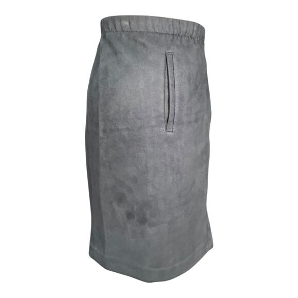 J Jill Faux Suede Pull-On Skirt Blue Large Stretch Elastic Waist Pockets Velvet - Picture 5 of 10